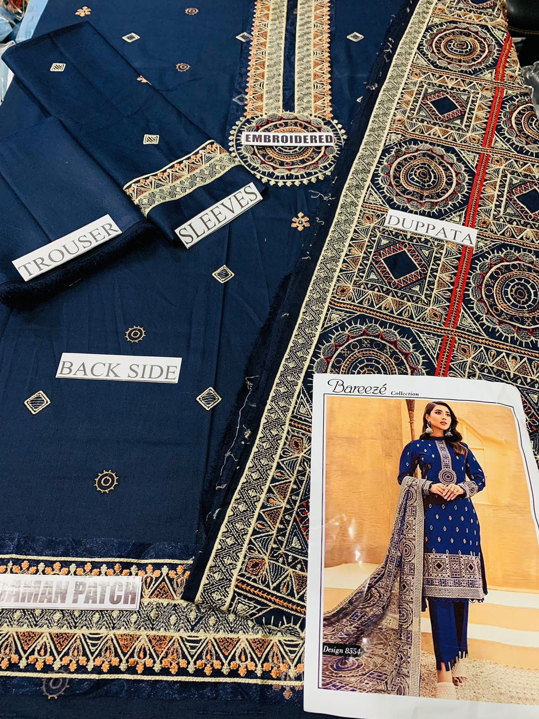 Star Embroidered Karandi Three Piece Winter Collection FCC-189 Blue