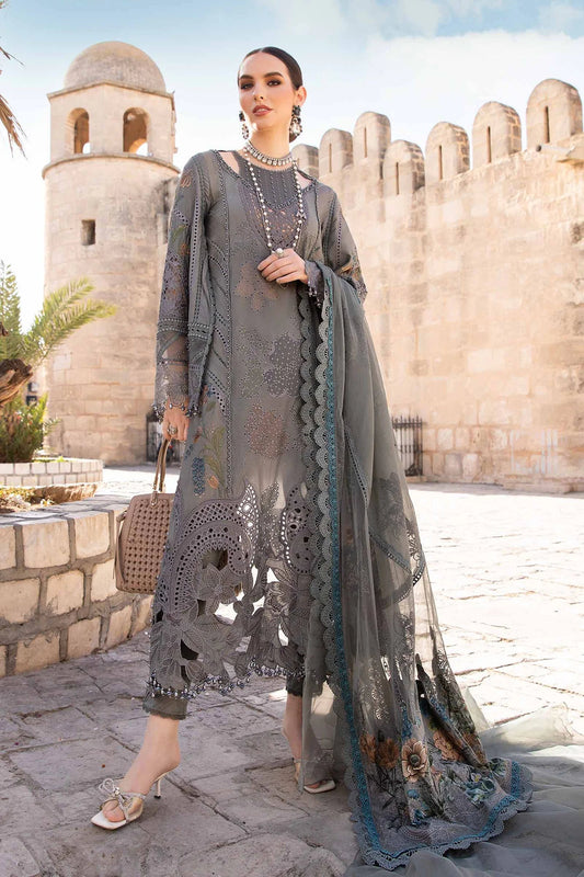 MARIA.B LAWN 3PC EMBORIDED SHIRT SLEEVES PLAIN TROUSER CHIFFON EMBORIDED DUPATA 781-IN