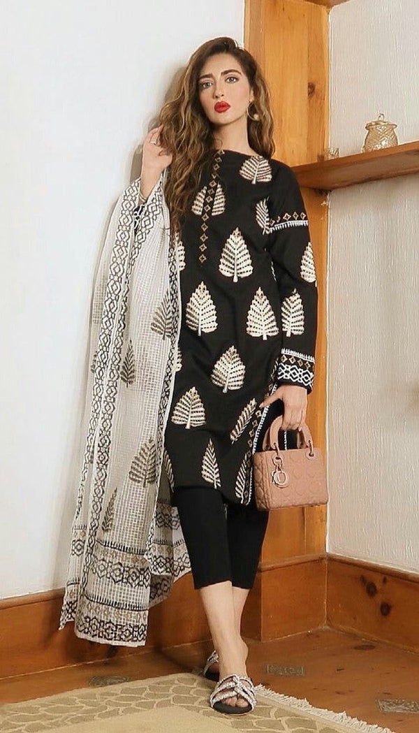 MARIA.B EMBROIDERED LAWN 3PC SUIT SLEMW- 265