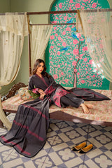 Star Embroidered Dhanak Three Piece fcc-843 Black