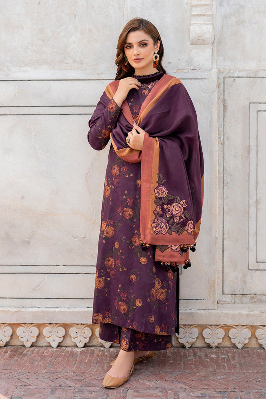 BAROQUE 3PC PRINTED LAWN SHIRT TROUSER WITH VOIL DUPATA 001-IN