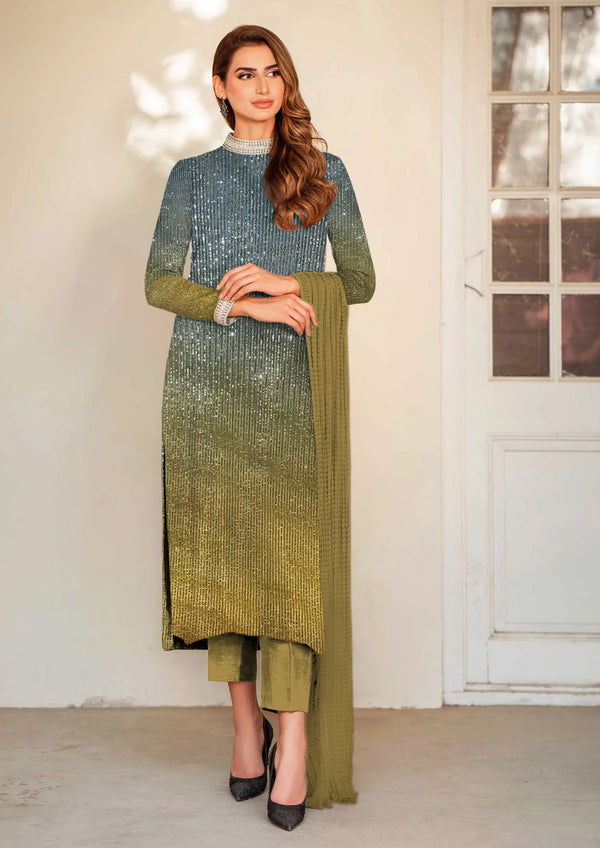 NATASHA KAMAL NET Tai & dai Winter Collection - Green