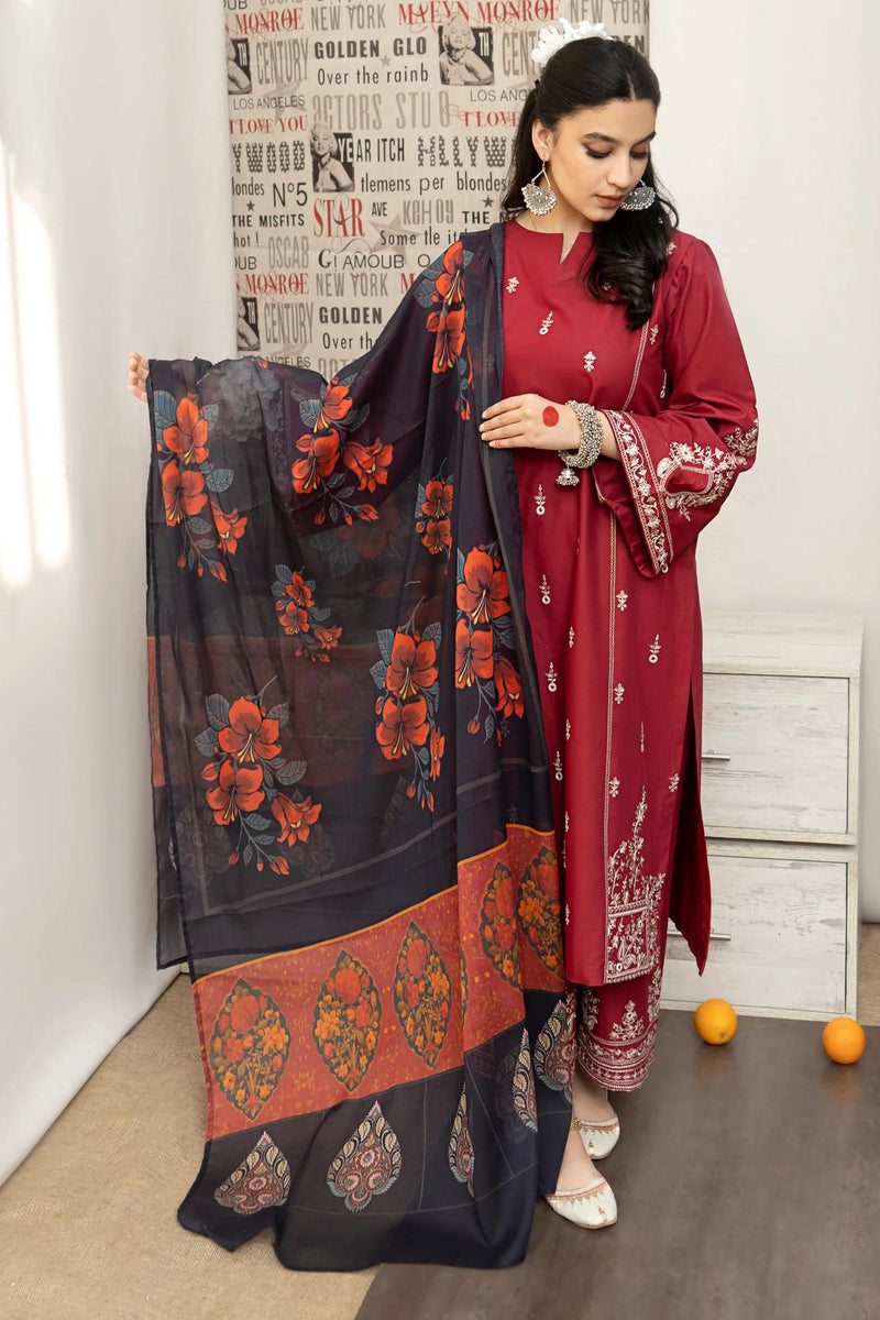 URGE - 3PC DHANAK EMBROIDERED