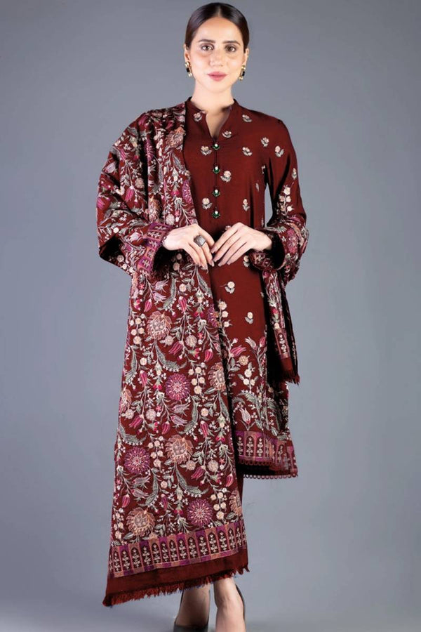 Bareeze  Mehron Embroidered Dhanak Three Piecee