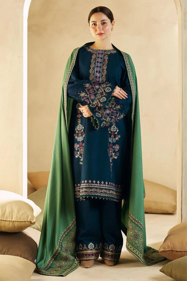 ZARA SHAJAHAN 3PC EMBROIDERED SL-88-MW