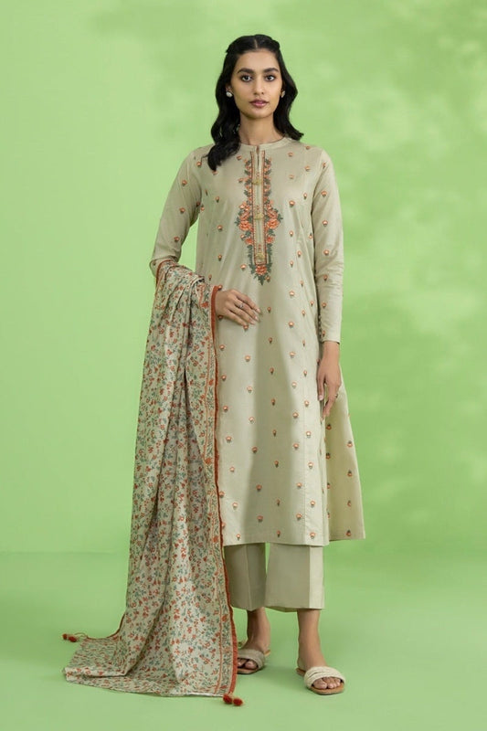 Sapphire Embroidered Dhanak Three Piece FCC-SPW-762 Cream