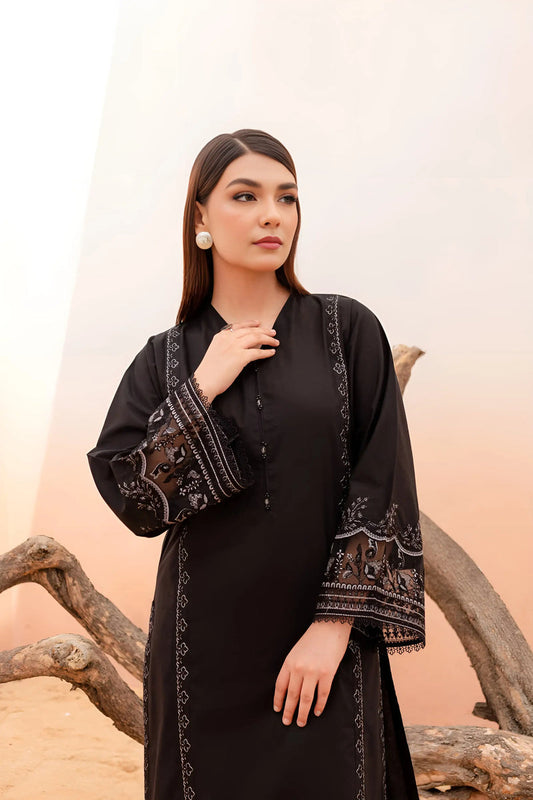 BATIK BLACK ROSE - 2PC BEST SELLING EMBROIDERED SHIRT SLEEVES 989-IN