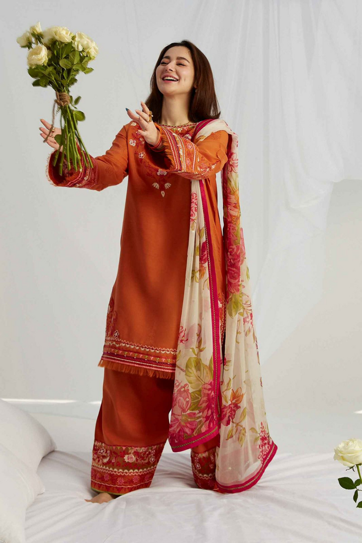 ZARA SHAJAHAN 3PC EMBROIDERED LAWN SL-871-MW