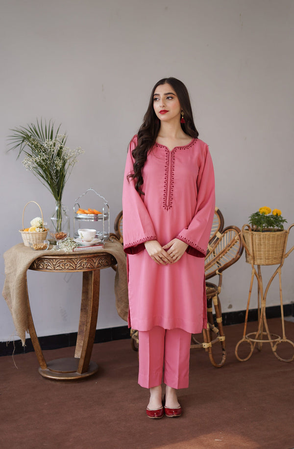 Asiling Dhanak 3PC Embroidered - Pink