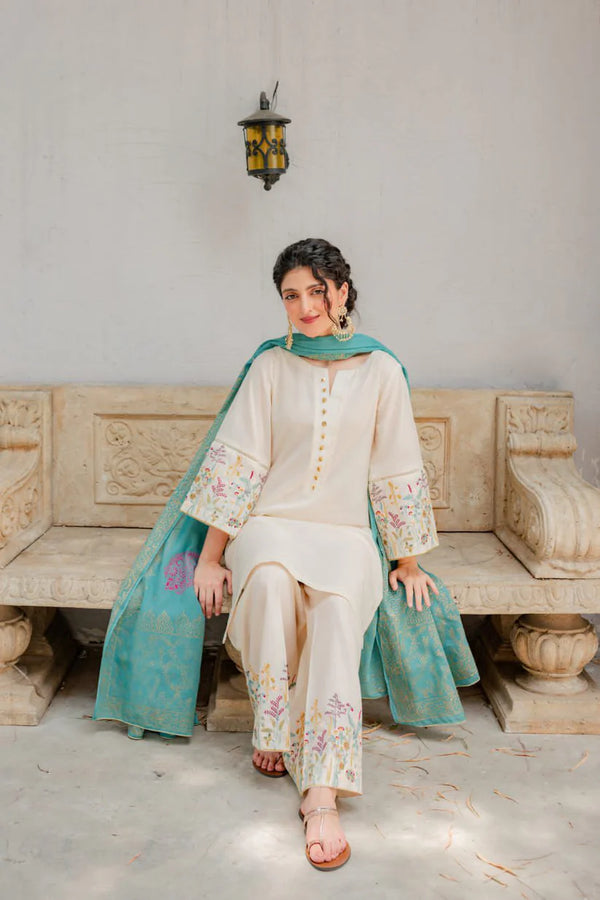 Lawn Embroidered three piece With Dabi Duppata SL-882