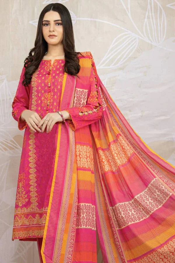 SUMMER COLLECTION PINK PRINTED LAWN THREE PIECE SL-D718