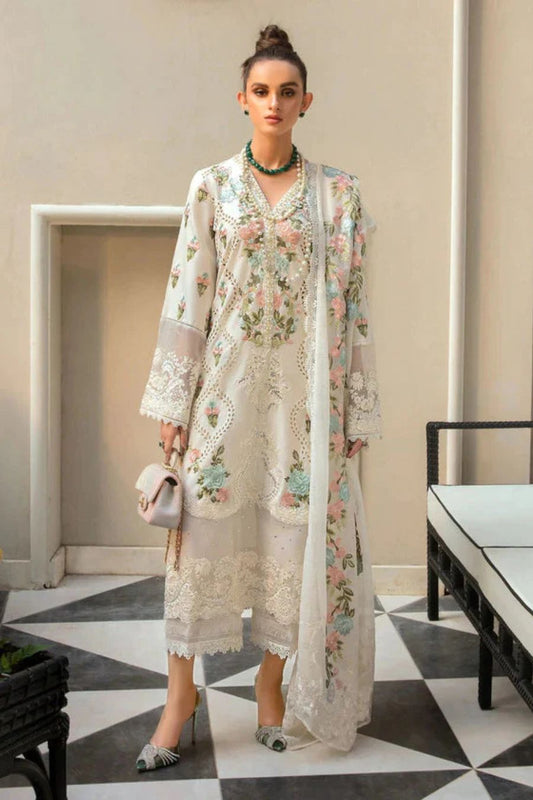 CRIMSON LAWN 3PC LEXURY OUFIT LAWN HOLES EMBROIDERED SHIRT SLEEVES ORGANZA EMBORIDED DUPATA 887-IN