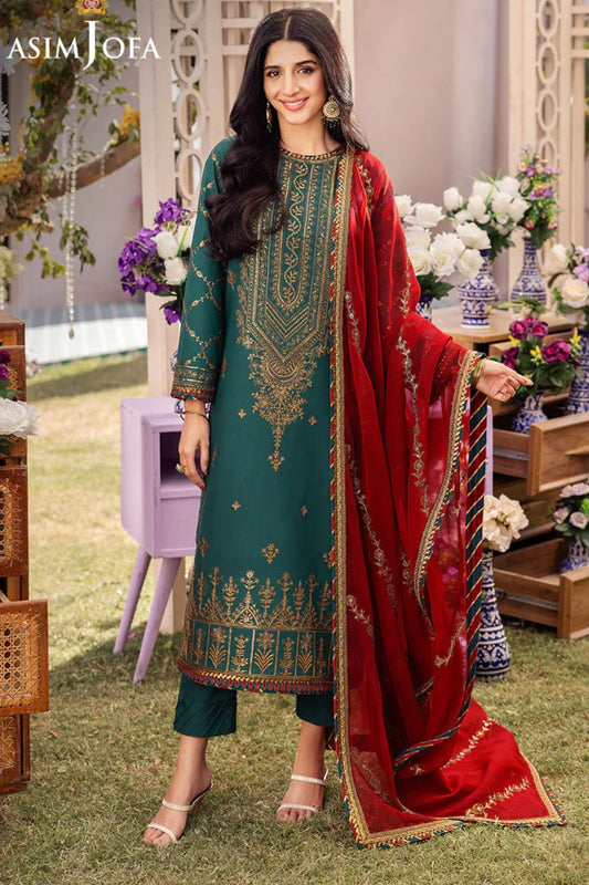 ASIM JOFA 3PC LAWN EMBORIDED SHIRT SLEEVES & DUPATA 095-IN