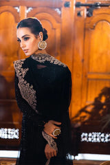 Azure Design Black Embroidered Organza suit