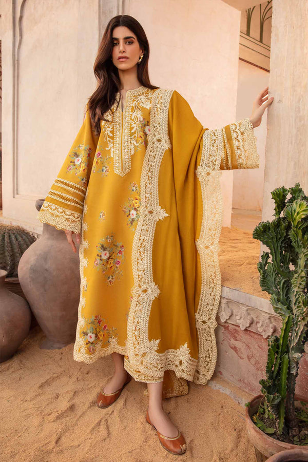 Crimson Dhanak 3PC Embroidered - Yellow