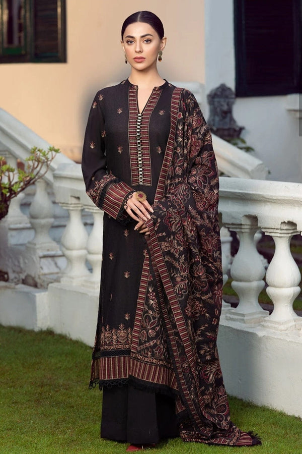 Bareeze 3 Piece - Full Embroided Dhanak Suit With Embroided Dhanak Shawl