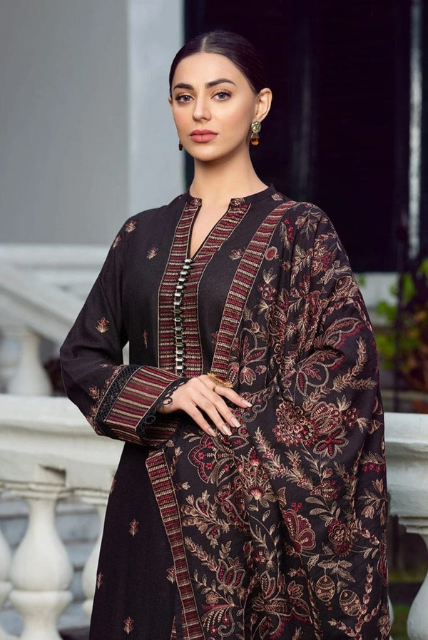 Bareeze 3 Piece - Full Embroided Dhanak Suit With Embroided Dhanak Shawl